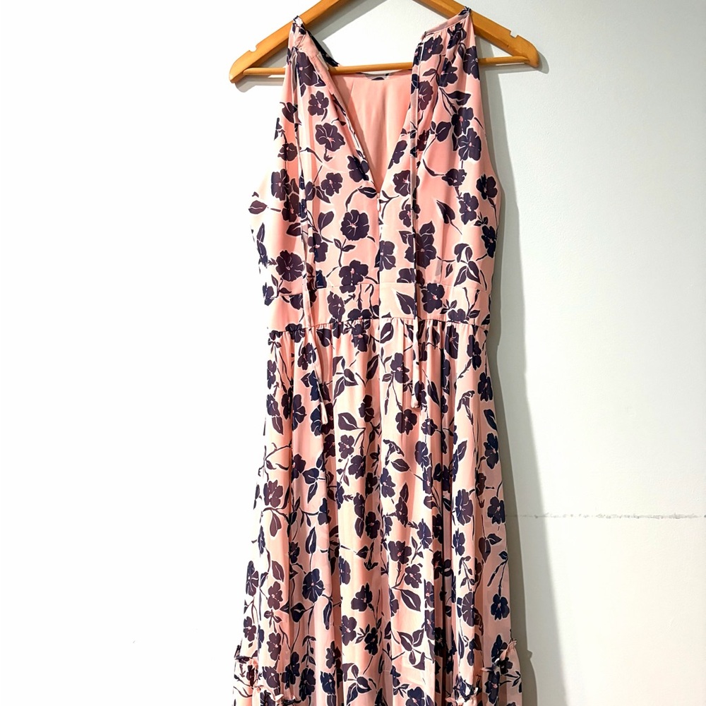 Floral Pink and Black Sleeveless Dress